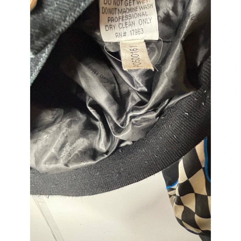 JH Design NASCAR Racing Jacket Mens XL Black Cotton Twill Embroidered Bomber Y2K